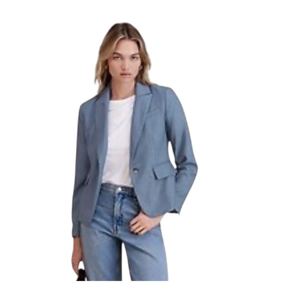 Banana Republic‎ NWT Blue Herringbone Blazer - Short Cutaway Women's Size 10